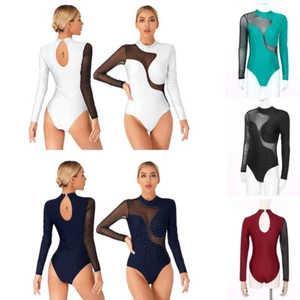 Body para mujer estrás leotardo ballet ropa de baile acrobacia halter cuello malla - Imagen 1 de 53