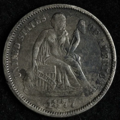1877 Seated Liberty Silver Dime XF E194 YACB - Image 1 of 2