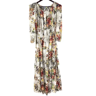 Figueroa 花卉长裙女式 XL 花卉纽扣分层透明波西米亚小屋 — 第 1/4 张图片