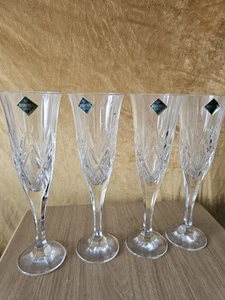 Bohemia Crystal Champagne Flute Set of 4 Lead Crystal Drinking Glasses - Picture 1 of 4