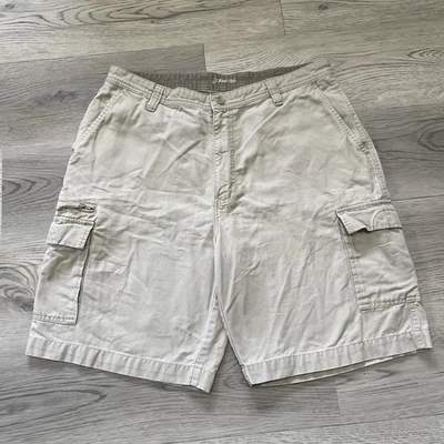 Y2K St John's Bay Cargo Shorts Mens Size 35 Baggy Fit Beige Skate Grunge Vintage - Image 1 of 4