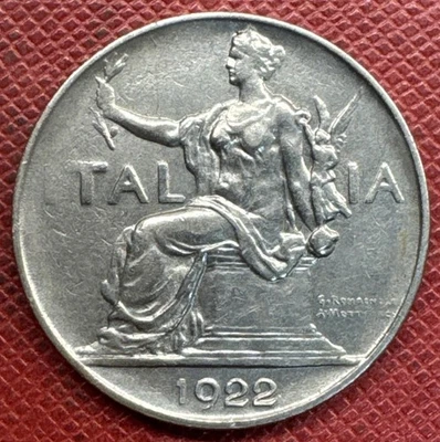 意大利 1922-R 镍 1 里拉。 Vittorio Emanuele III. KM# 62 保修 & 延长技术支持 — 第 1/2 张图片