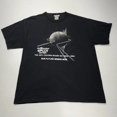 Vtg Walt Disney World Mens Shirt L Black Epcot Center Grand Opening Retro Park - Image 1 of 4