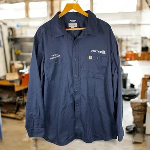 Carhartt 3XL Work Shirt Navy United Airlines Facility Maintenance Embroidered - Picture 1 of 9
