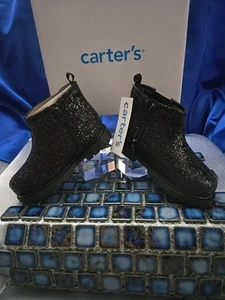 CARTER'S TODDLER GIRLS BOOTIES SIZE 8 BLACK/SPARKLE STYLE =BESSY NIB CF24K168 - Picture 1 of 3