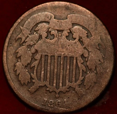 1864 Philadelphia Mint Copper Two Cent Coin - Image 1 of 2