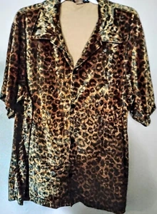 Y.M.L.A. Blusa mujer marrón manga corta terciopelo leopardo L - Imagen 1 de 3