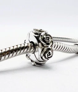 💖 Espaciador de tapón de cuentas con clip de flor de rosa genuino de plata de ley 925 💖 - Imagen 1 de 11