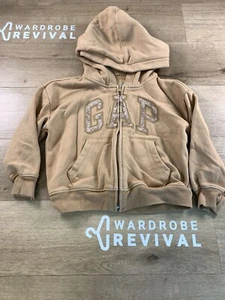 girls Gap Kids size XS (4-5) hooded full zip jacket Brown - Picture 1 of 10