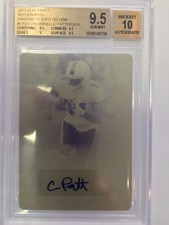 2013 Leaf Draft Football Cordarrelle Patterson Yellow Printing Plate Auto # 1/1