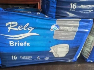 Rely Maximum Absorbency Medium Size Briefs 16/Pack  SMALL 20"-31" Waist - Picture 1 of 6