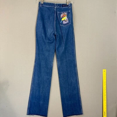 Pantalones de mezclilla para mujer de colección Streetwear tucán bordados pierna recta 24" japoneses  Foto 1 de 4