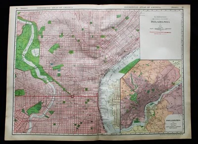RAND MCNALLY COMMERCIAL ATLAS PAGE PHILADELPHIA PA CITY STREET ROAD MAP 1913 - Image 1 of 4