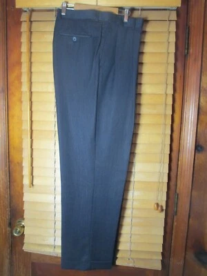 Bachrach Pleated Front Straight Mens 36x33 Gray Micro-check 100% Wool Dress Pant - Image 1 of 4