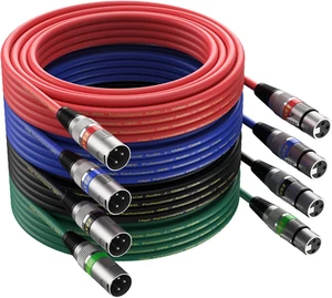 XLR-Kabel 25 Fuß 4er-Packungen - Mikrofon ausgewogenes DMX-Kabel mit 3-poligem XLR-Stecker auf Buchse M - Bild 1 von 7
