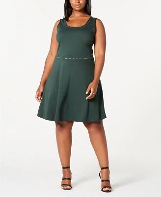 Rosie Harlow Dress Fit and Flare Studded Tank Mini Green Plus Sz 3X NEW NWT 406 - Image 1 of 4
