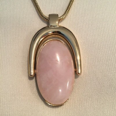 Colar pingente de pedra oval reversível Talbots VGUC, 18" L + 3" extensor - Imagem 1 de 4