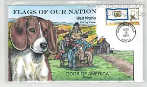 COLLINS HANDBEMALTE FLAGGEN UNSERER NATION HUNDE AMERIKA WEST VIRGINIA & BEAGLE - Bild 1 von 1