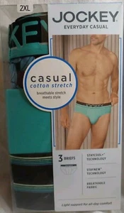 Jockey Mens 3-Pack XXL 44-46 Casual Cotton Briefs Low Cut Underwear Bright - Picture 1 of 4