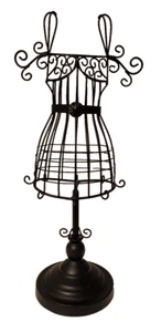 Small Mini Black Metal Wire Dress Mannequin Jewelry Home Decor Sculpture  17"h - Picture 1 of 20