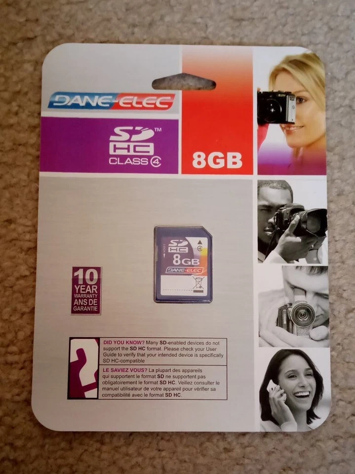 Dane-elec 8 GB SDHC Card Class 4 New in Package - Image 1 of 2