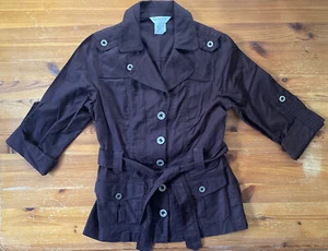 Women’s Utility Shirt with Roll Tab Sleeve by George Dark Brown SIZE 6 - Picture 1 of 8