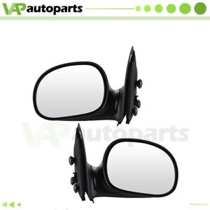 Power Manual Exterior Mirrors Black Fits 1997-2004 Ford F150 Pair Side View