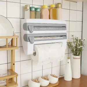 Kitchen Bathroom Paper Roll Dispenser Wall Mounted Wrap Foil Roll Towel Holder - Picture 1 of 9