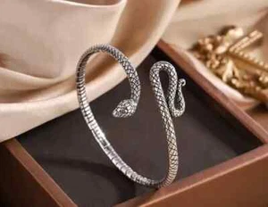 EDLES Armband 925 SILBER massiv Armkette Ring SCHLANGE ARMREIF Armzange Zirkonia - Bild 1 von 4