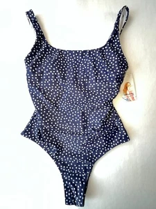 Prettygarden Womens Swimsuit Blue/White Polka Dot High Cut Leg Size Small - Picture 1 of 7