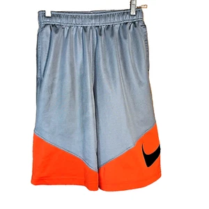 Nike Dri-Fit Youth Kids Athletic Training Shorts Gray/Orange Big Swoosh Size L - Picture 1 of 7