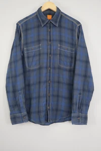 Camisa Hugo Boss Para Hombre Cuadros Talla Mediana Manga Larga Azul - Imagen 1 de 13