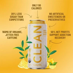 CLEAN Cause Lemonade & Tea USDA Organic Yerba Mate Tea 15.5oz - Picture 1 of 3