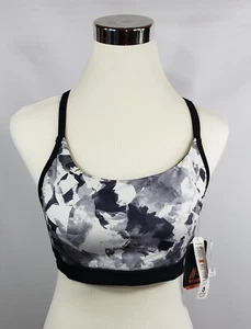 NWT RBX Activewear Ghost Sports Bra - Black Gray with Cross Back - Medium - Picture 1 of 4