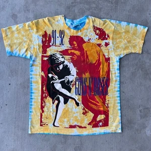 Vintage Guns N’ Roses liquid blue illusion tour tie dye graphic t shirt - Picture 1 of 13