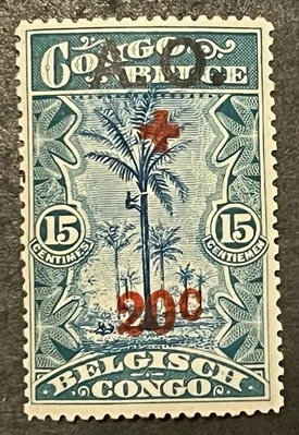 Travelstamps: Belgian Congo Occupation A.O. OP Stamps Sc #NB3 20c/15c MOGH - Image 1 of 4