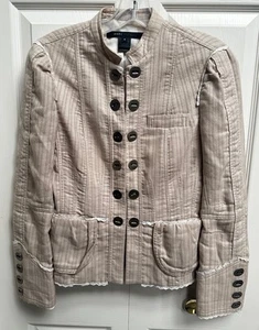 Y2K Marc Jacobs SZ 6 Lace Trim Military Inspired Fitted Jacket Tan EXCELLENT - Picture 1 of 15