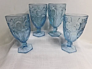 i7 - Fostoria Glass Co. USA Moonstone Lt. Blue Iced Tea Glasses Lot of 4 - Picture 1 of 6