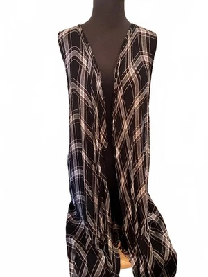 Kimono largo a cuadros negro/rojo Maurices  Foto 1 de 2