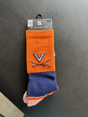 Strideline University of Virginia Cavaliers crew socks orange blue size M Cover