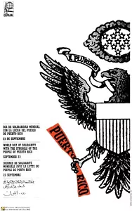 Poster politico.SET di 5.Propaganda cubana.Solidarietà con indipendenza Porto Rico - Foto 1 di 5