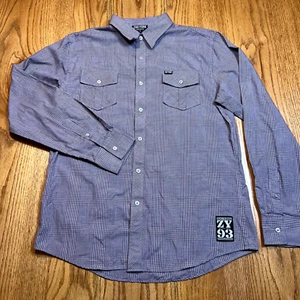 Camisa ZOO YORK Para Hombre Grande Gris A Cuadros Abotonada Manga Larga Skateboarding - Imagen 1 de 10