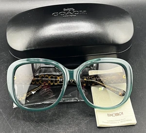 COACH SQUARE TEAL AND TORTOISE SHELL SUNGLASSES - Picture 1 of 4
