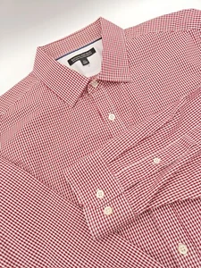 🇺🇲 Banana Republic Mens XL 17.5x35 Non-iron Slim Fit Dress Shirt Red Check - Picture 1 of 7