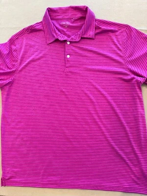 Рубашка поло для гольфа мужская Walter Hagen XXL яркая летняя фиолетовая полоса теннисный воротник - Изображение 1 из 4