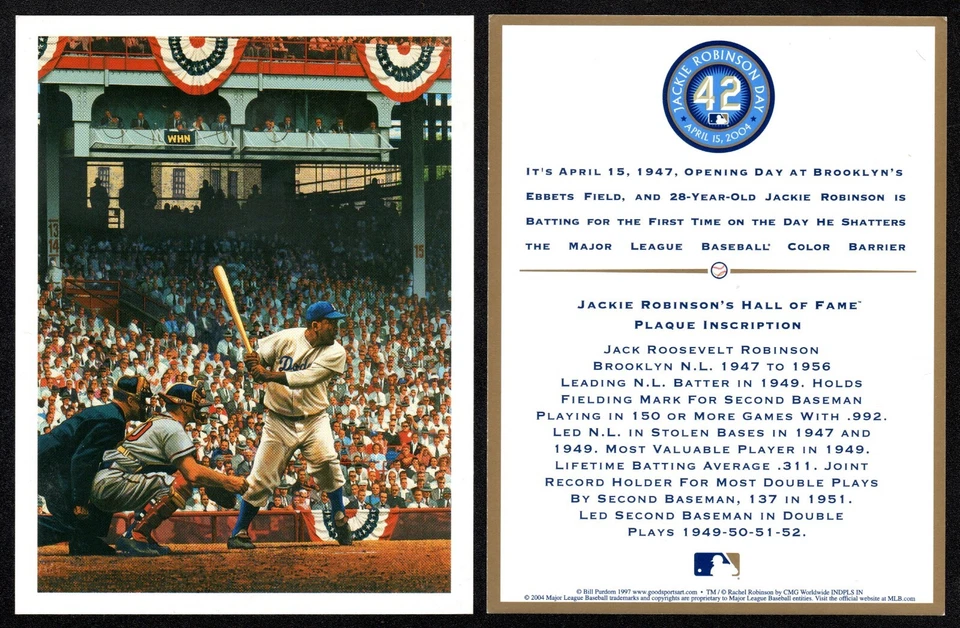 Jackie Robinson 1947 Opening Day Brooklyn Dodgers MLB Baseball 2004 Tribute Card - Image 1 of 1
