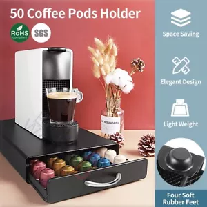 Coffee Capsule Holder Dispenser Pot Rack 50 Pods Drawer Storage Organizer Black - Picture 1 of 8