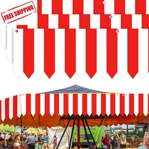 Carnival Tent Circus Theme Party Decorations White and Red Striped Circus Awning - Picture 1 of 7