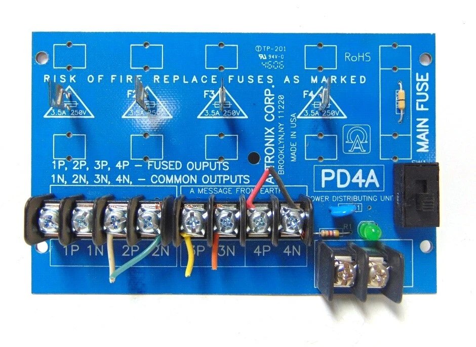 ALTRONIX POWER DISTRIBUTION MODULE, PD4A, 28 VAC OR 28 VDC MAX, 10 AMP MAX - Image 1 of 4