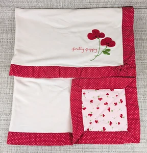 Manta bebé Gymboree Pretty Poppy lazos rojos algodón reversible 28"x32" - Imagen 1 de 6